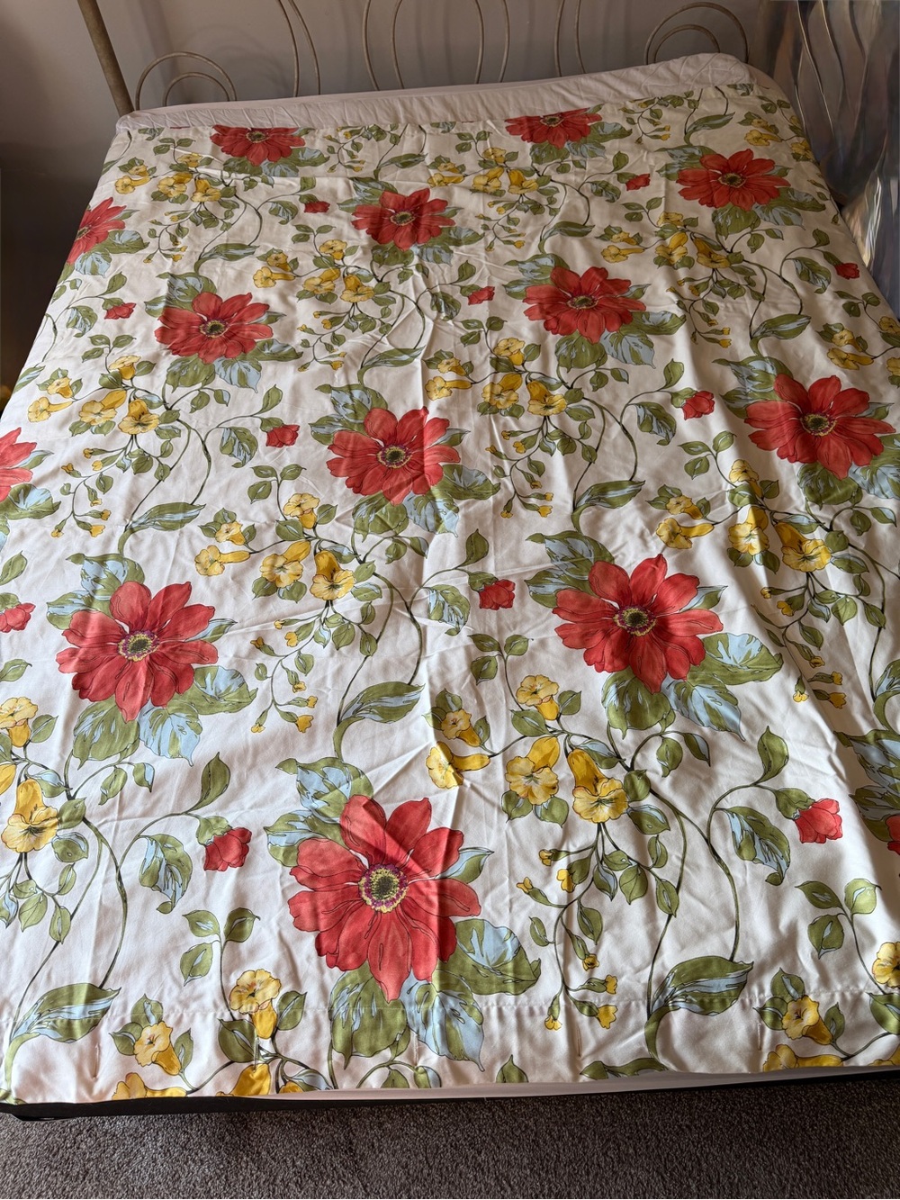 Pottery Barn Sophia Floral Organic Cotton Shower Curtain 64x72 Rust Yellow